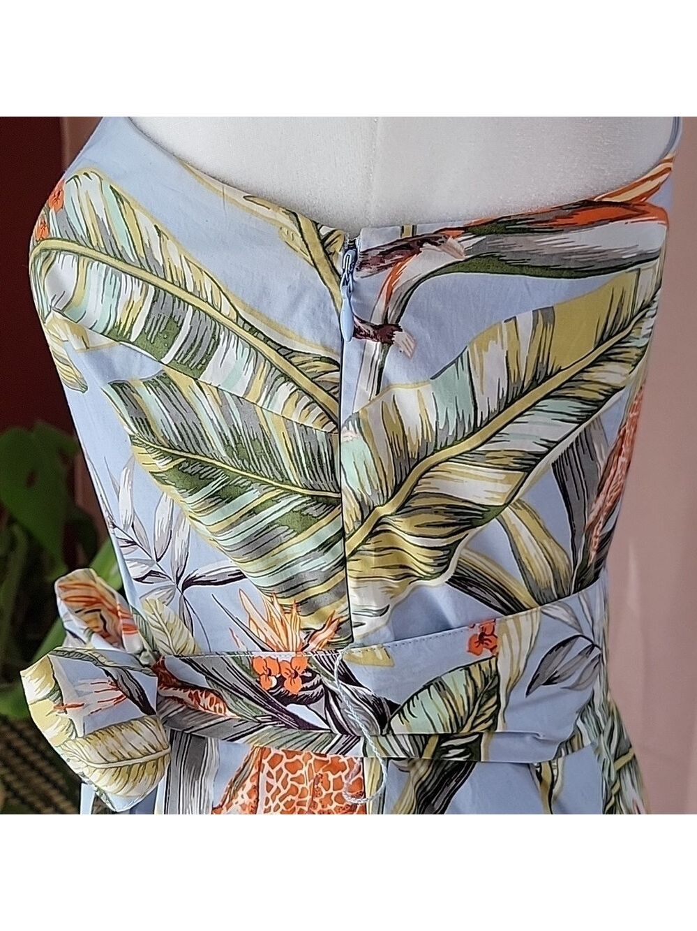 Ann Taylor Blue Jungle Floral Monkey Toga Dress Size 4 EUC - Picture 5 of 12